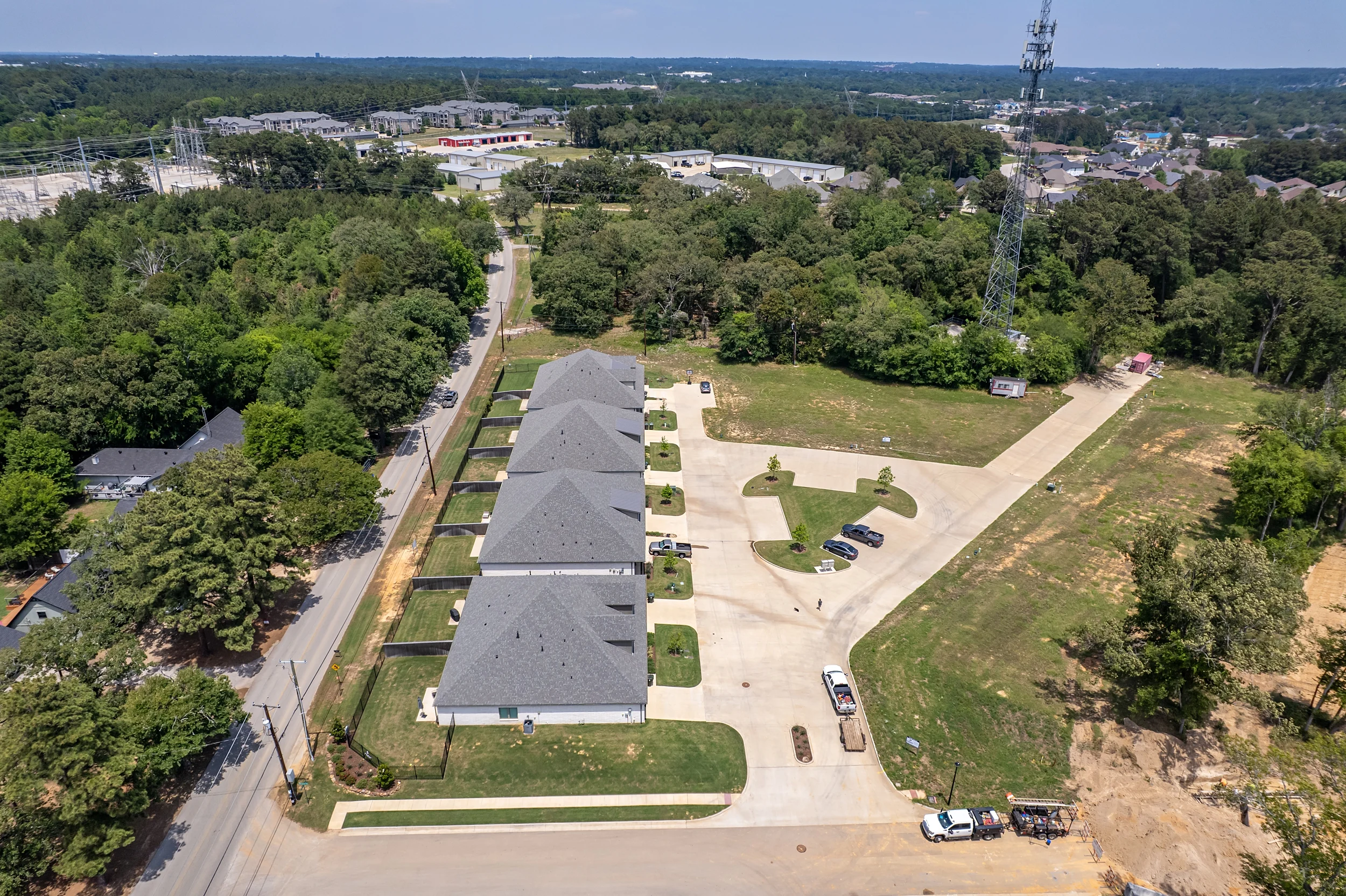 Exterior view of a second duplex building within the Henshaw Creek community in Tyler.