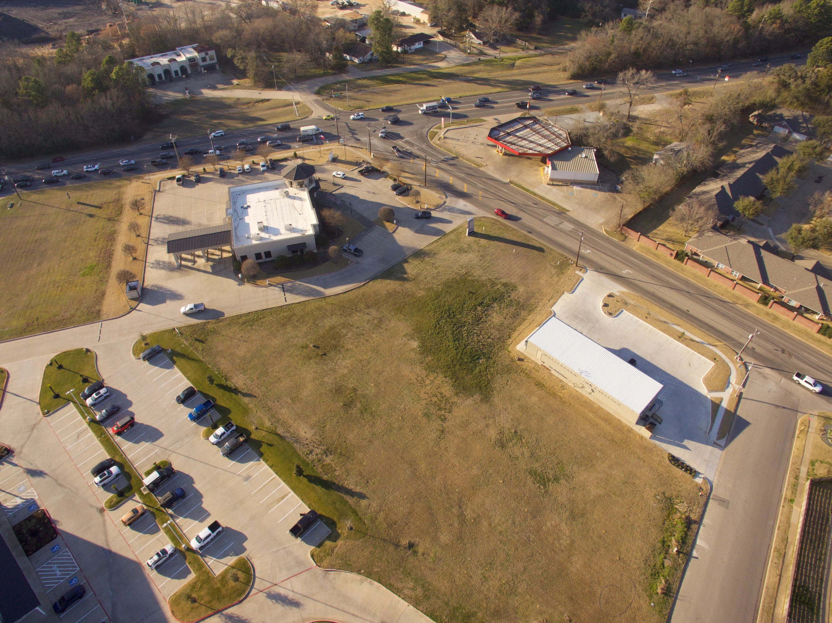 Wide aerial context of the Old Jacksonville Highway corridor around the 5234 Old Jacksonville Highway development site.