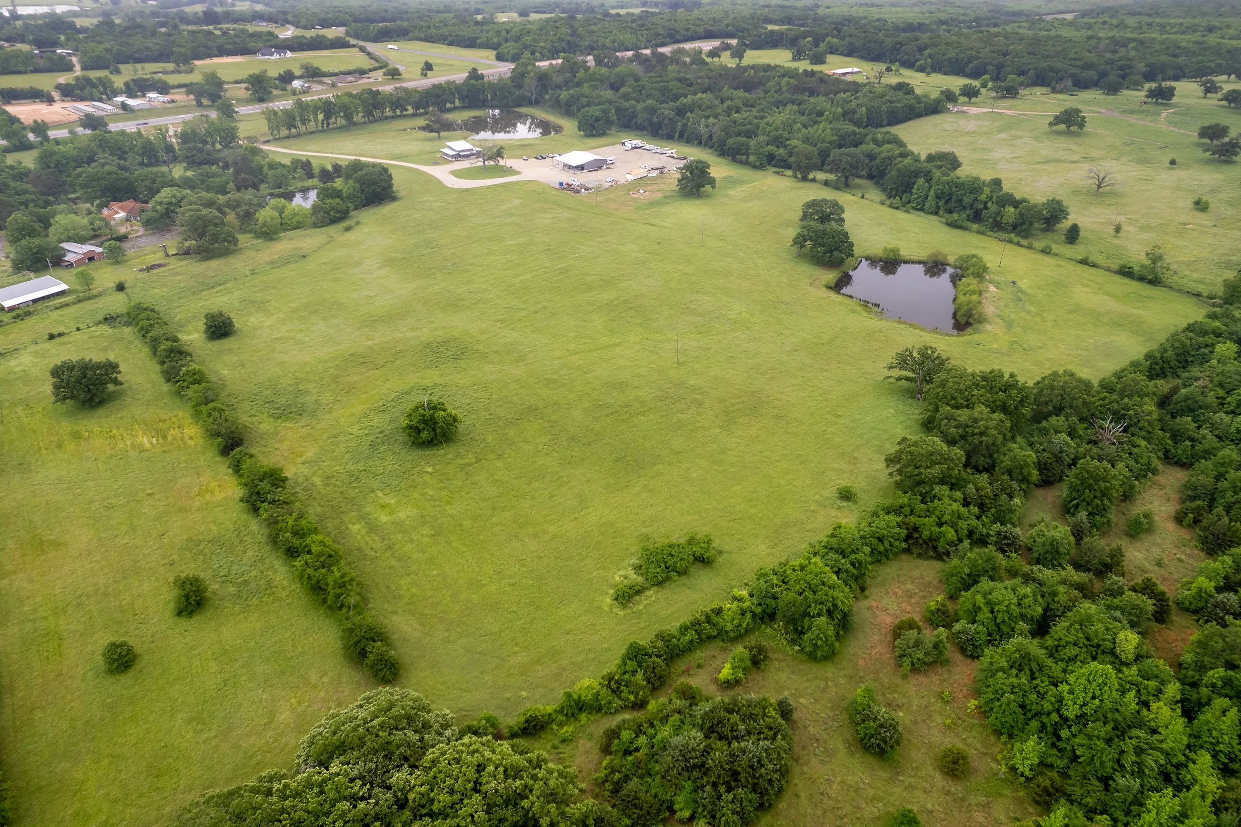Aerial view of the undeveloped commercial property outside the Mineola city limits along US-69.